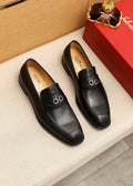 Ferragamo Black Metal Hardware Loafers
