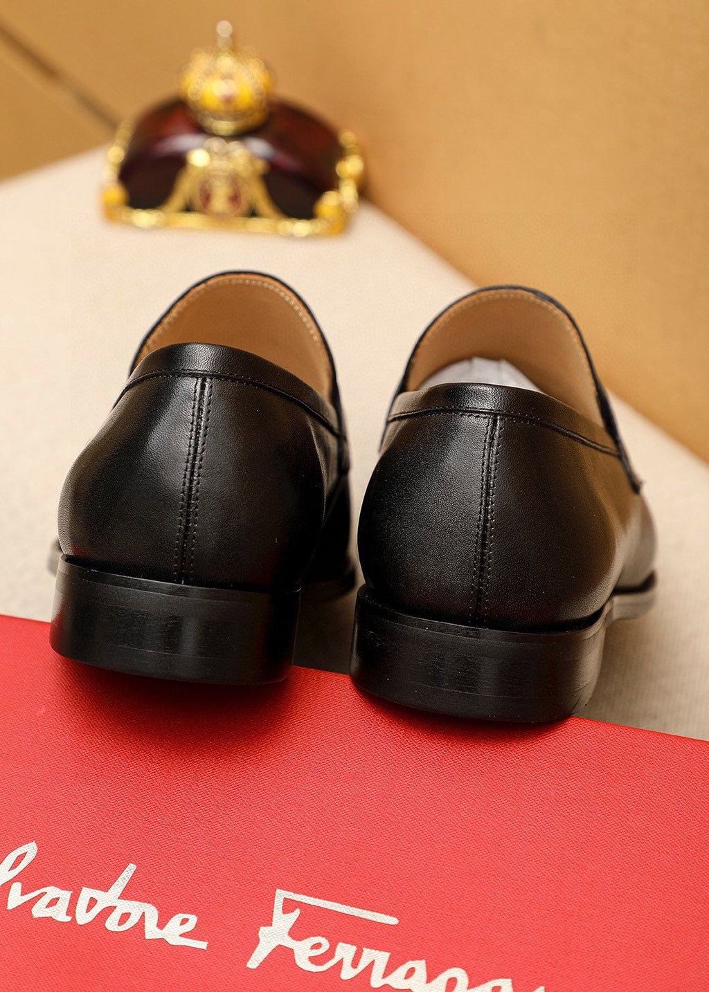 Ferragamo Black Metal Hardware Loafers