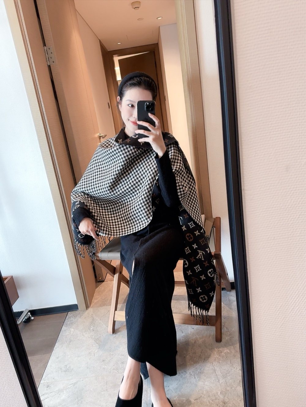 Louis Vuitton Reversible Monogram Fringe Scarf