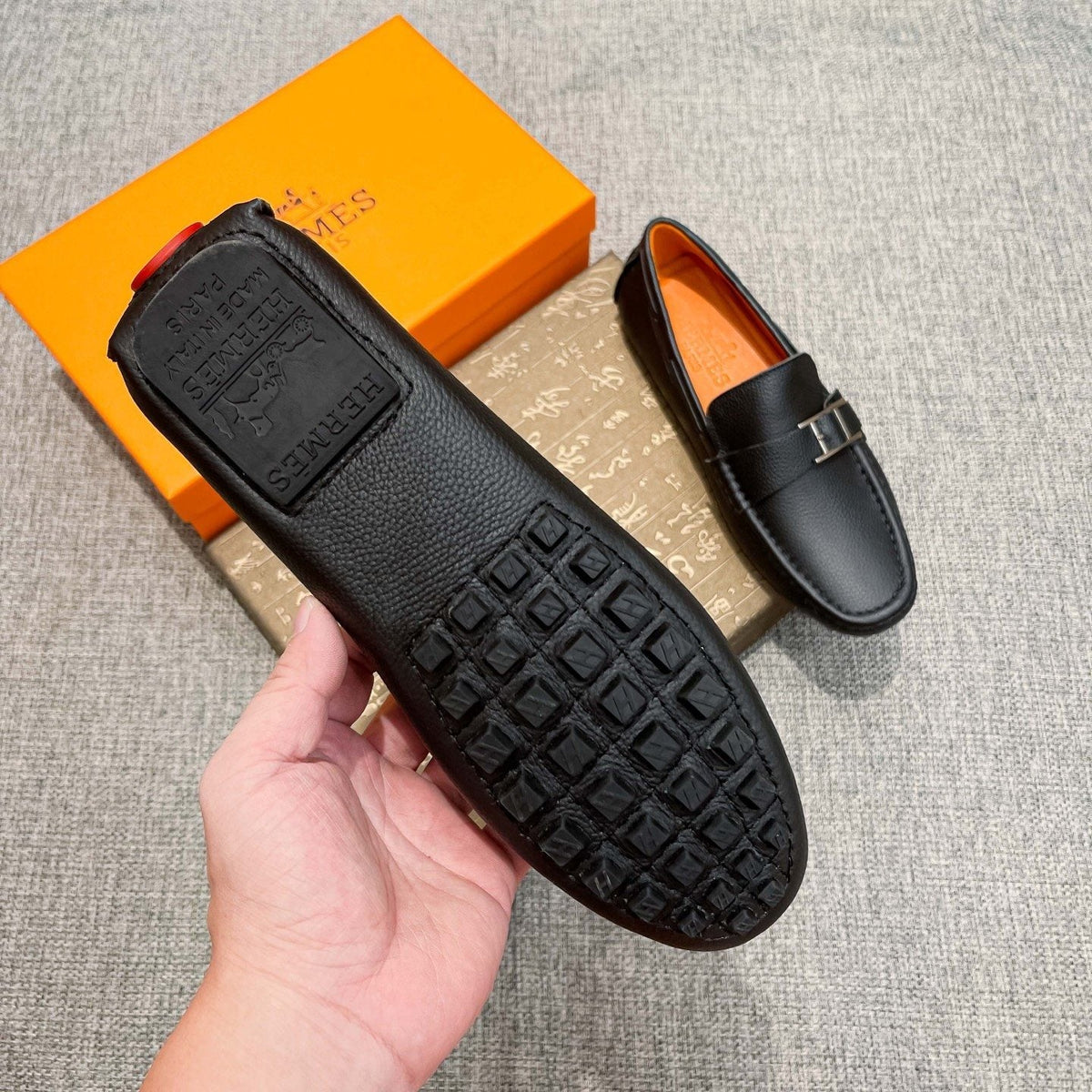 Hermès Black Bar Loafers