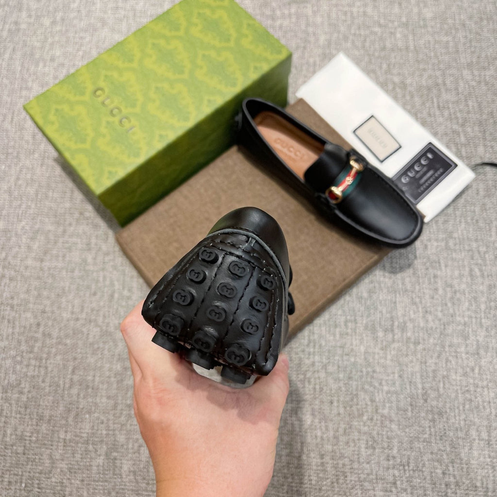 Gucci Black Web Stripe Loafers