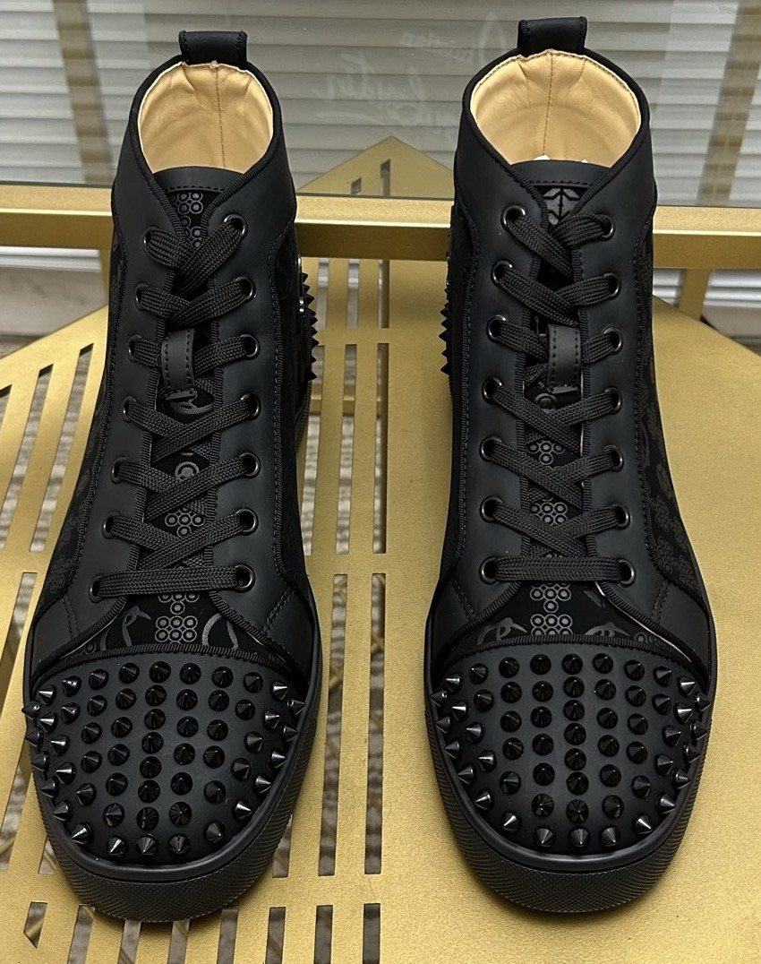 Christian Louboutin Black Studded High-Top Sneakers