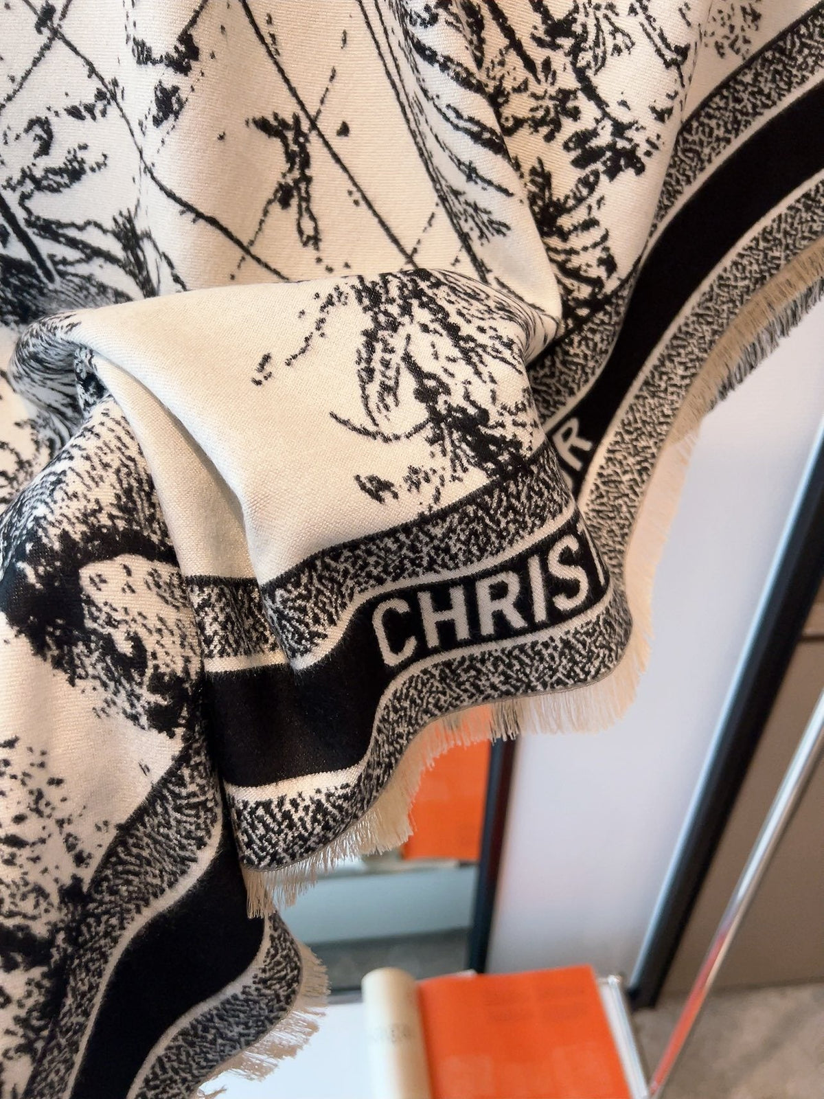Dior Ivory and Black Toile Shawl