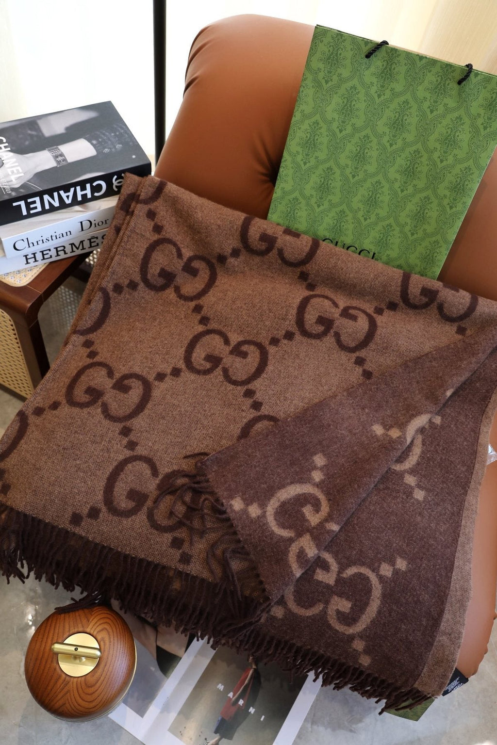 Gucci Brown Fringed Poncho
