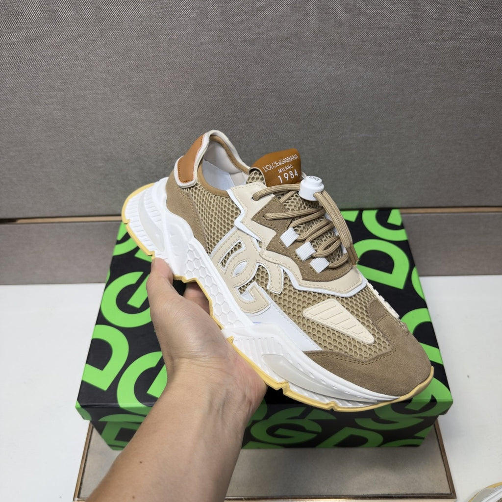 Dolce & Gabbana Taupe Mesh Panel Sneakers