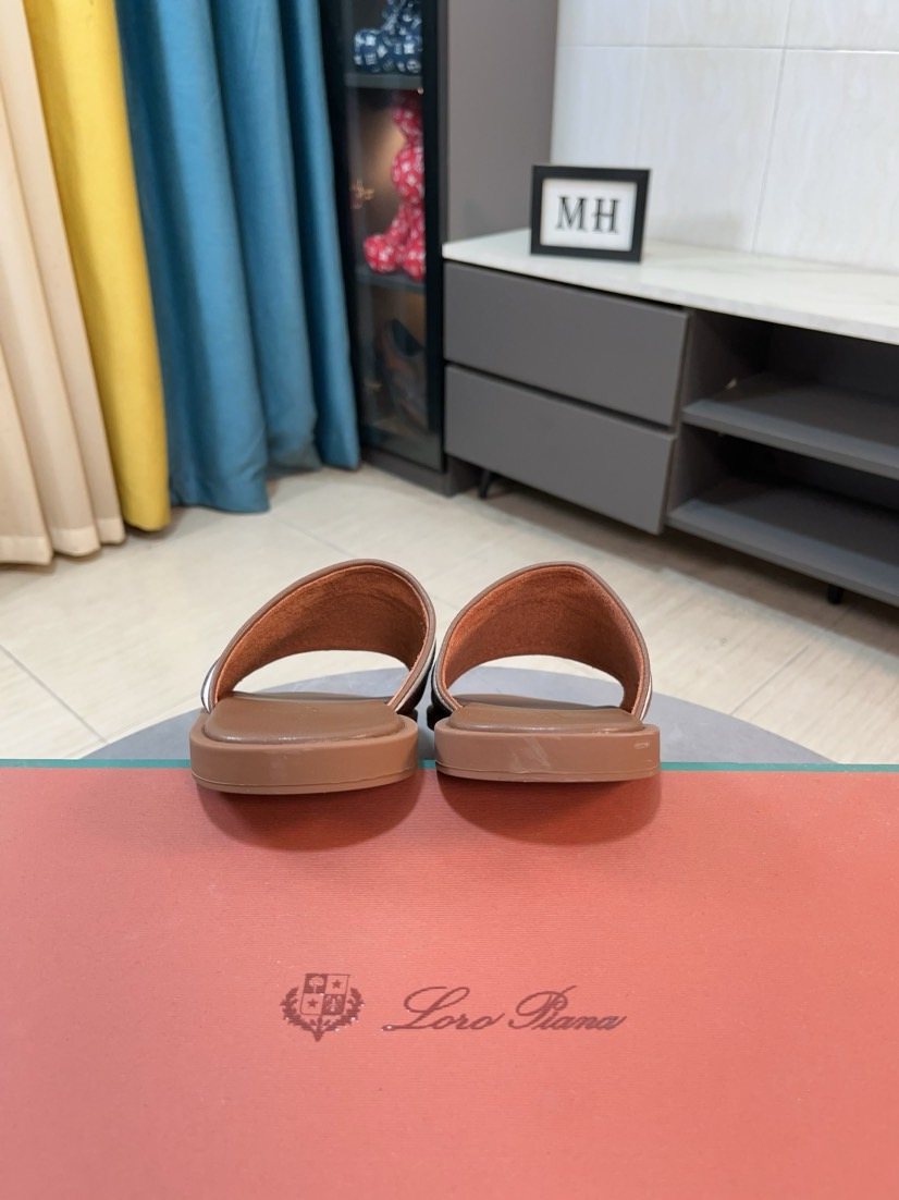 Loro Piana Contrast-Trim Slide Sandals