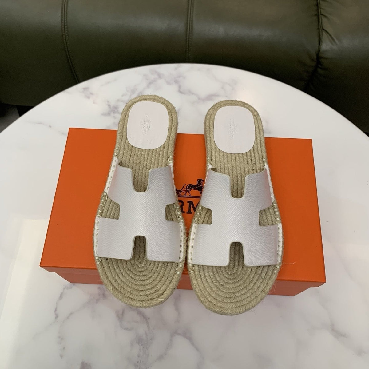 Hermès Men's H-Cut Braided Footbed Slide Sandals