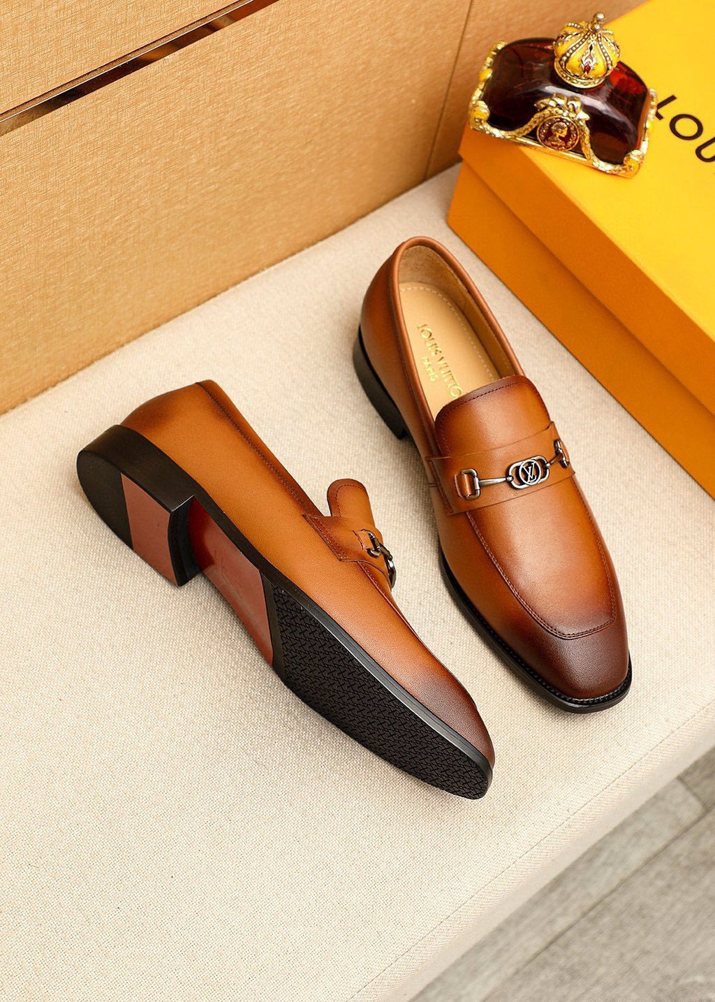Louis Vuitton Metal-Bit Leather Loafers