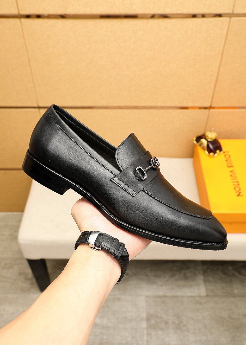 Louis Vuitton Metal-Bit Leather Loafers