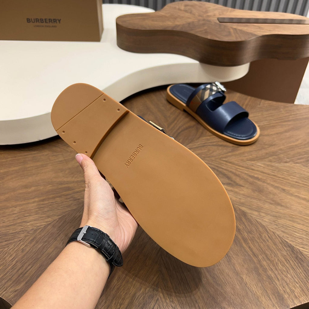 Burberry Plaid Buckle Slide Sandals