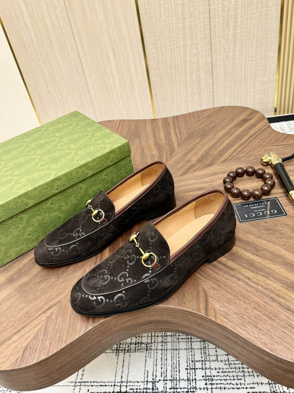 Gucci Men's Horsebit Monogram Loafers