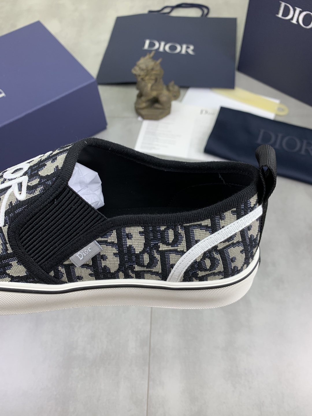Dior Navy Pattern Slip-On Sneakers