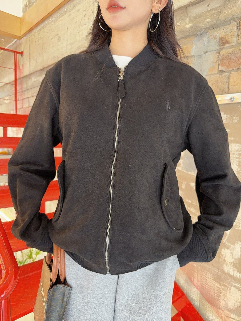 Ralph Lauren Embroidered Horse Zip-Front Jacket