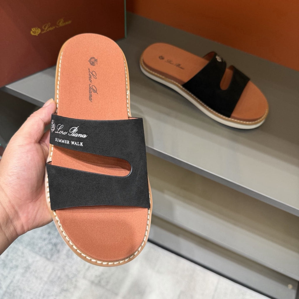 Loro Piana Summer Walk Slotted Slide Sandals