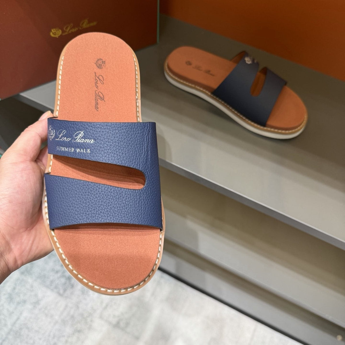 Loro Piana Summer Walk Slotted Slide Sandals