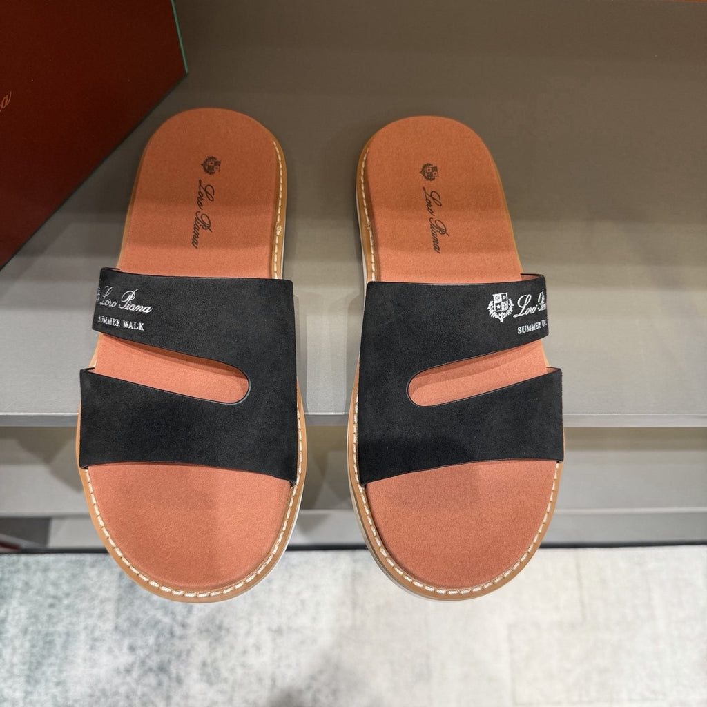 Loro Piana Summer Walk Slotted Slide Sandals