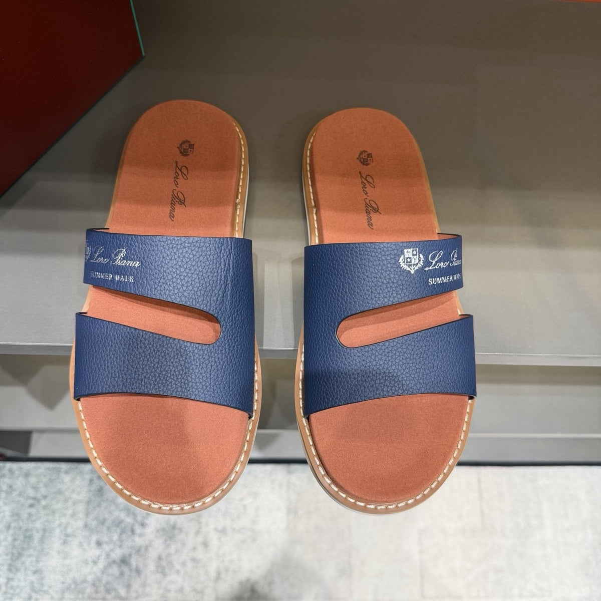 Loro Piana Summer Walk Slotted Slide Sandals