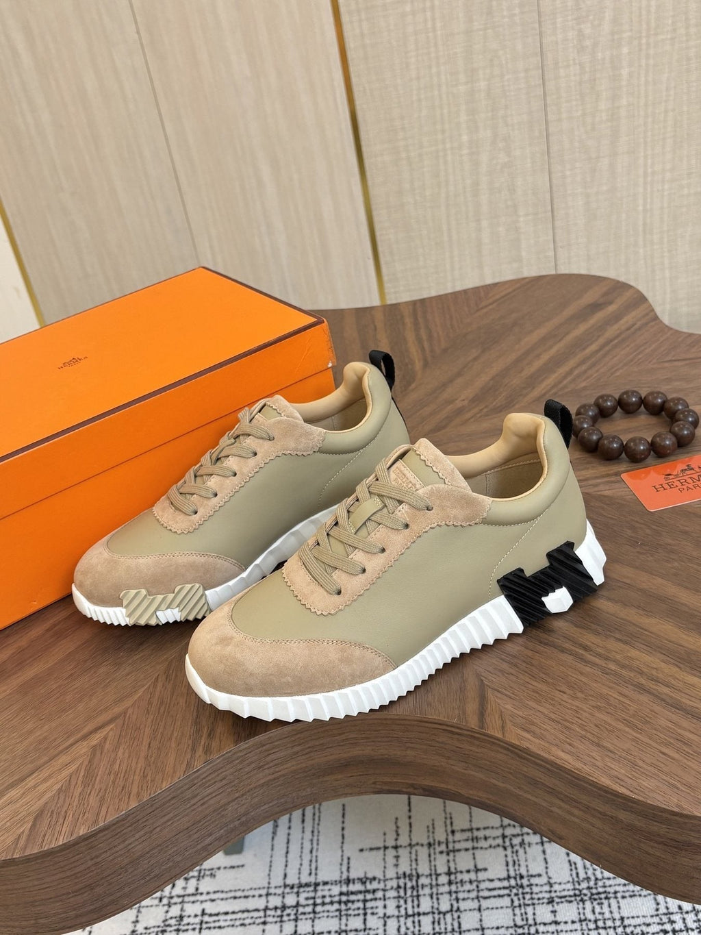 Hermes Paneled Low-Top Sneakers