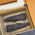 Louis Vuitton Men's Charcoal Gray Suede Loafers