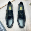 Ferragamo Black Metal-Accent Slip-On Loafers