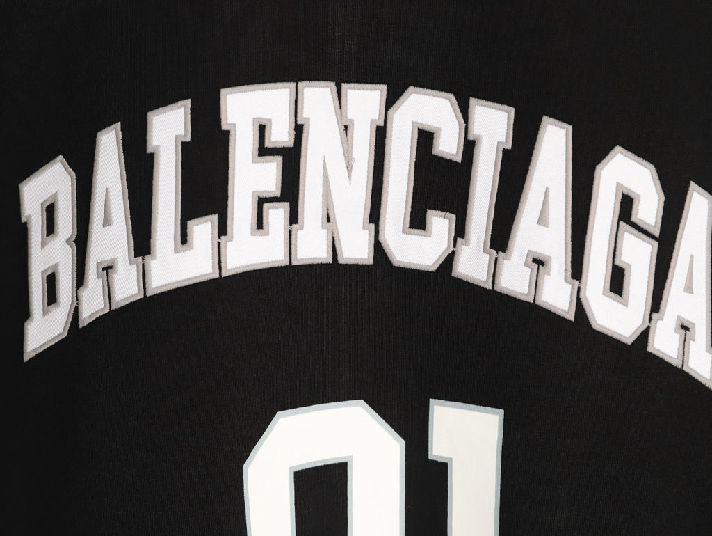Balenciaga 01 Football-Style Long-Sleeve T-Shirt - Black