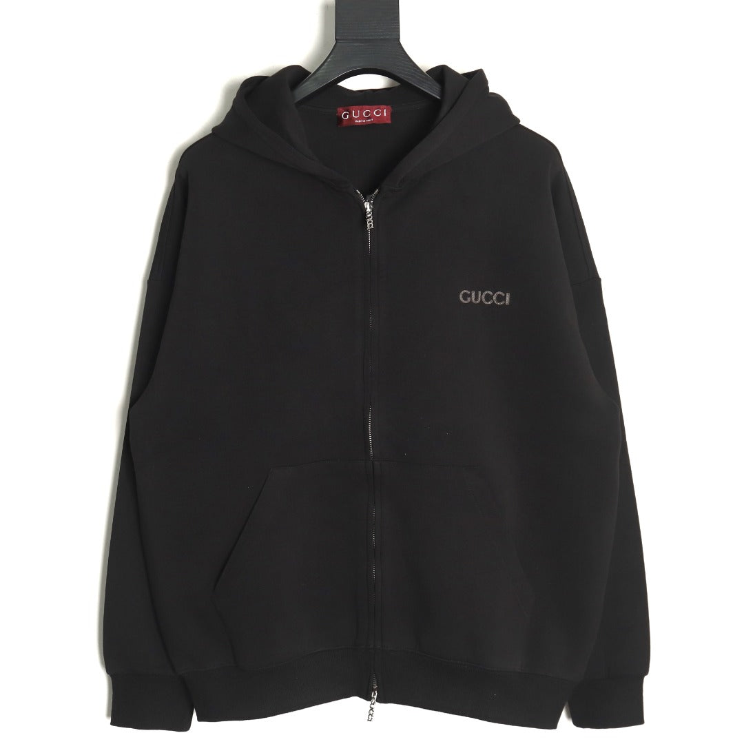 Gucci Small-Logo Full-Zip Hoodie - Black