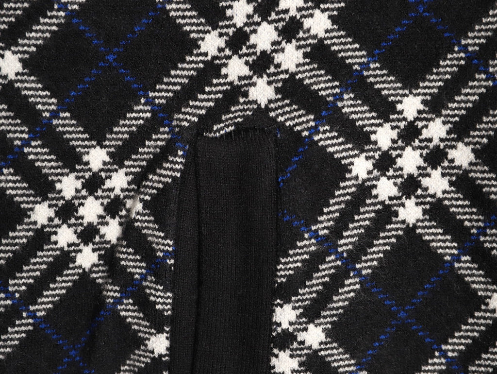 Burberry Diagonal-Check Zip Knit Cardigan - Black